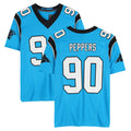 Blackjersey C.Panthers #90 Julius Peppers Player Blue Mitchell & Ness Legacy Replica Stitched Jerseys