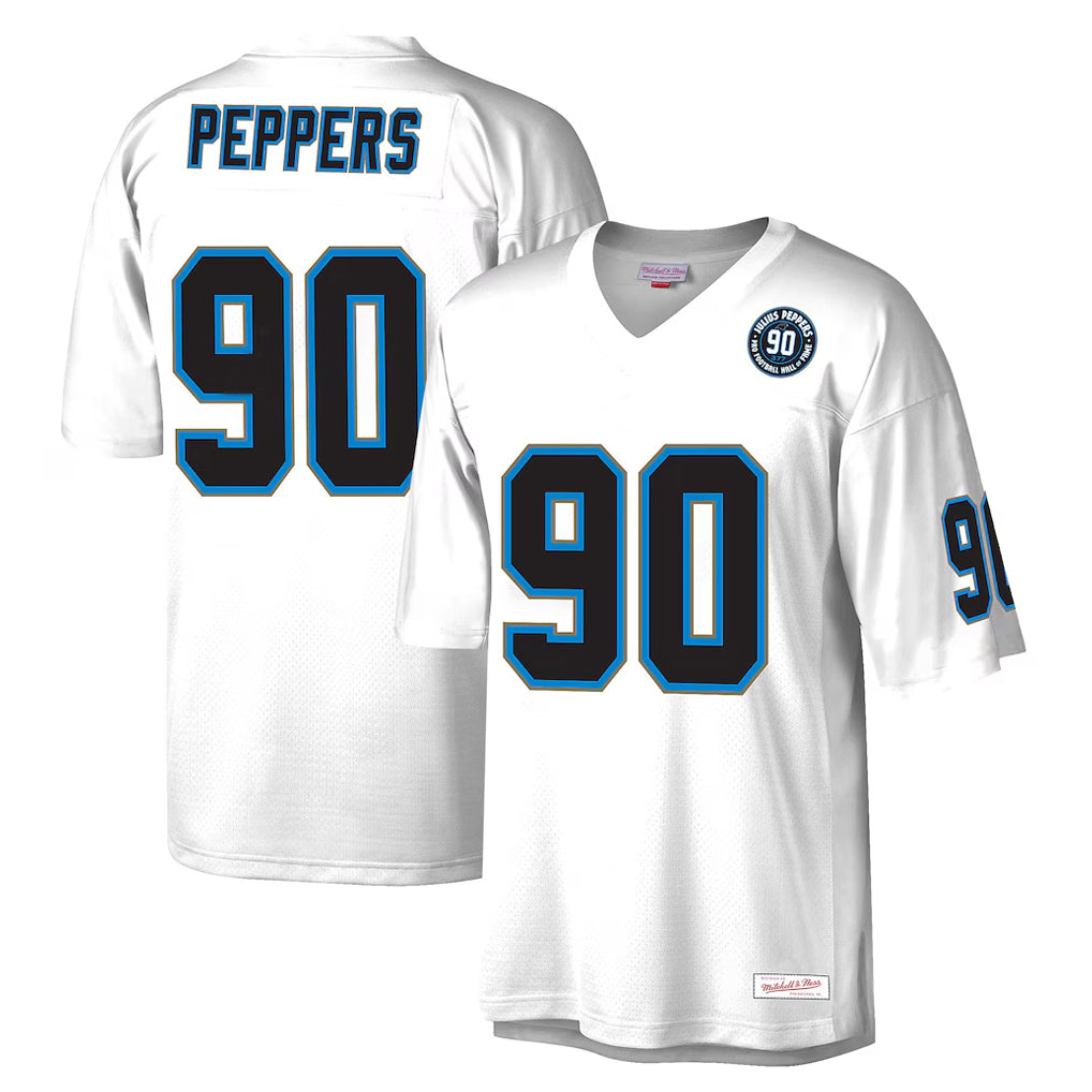 Blackjersey C.Panthers #90 Julius Peppers Player White Mitchell & Ness 2024 Hall of Fame Fashion Stitched Jerseys