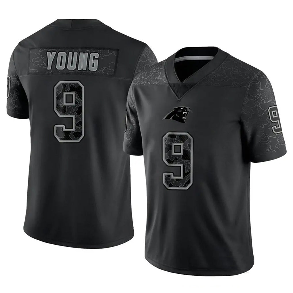 Blackjersey C.Panthers #9 Bryce Young Player Black REFLECTIVE Limited Game Stitched Jerseys