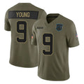 Blackjersey C.Panthers #9 Bryce Young Player Olive Salute to Service Limited Home Game Stitched Jerseys