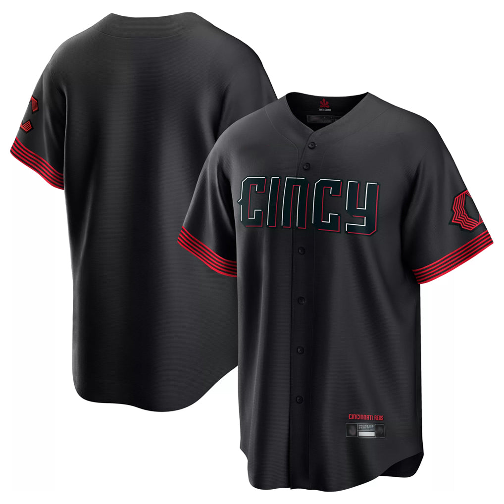 Blackjersey C.Reds Black City Connect Home Game Blank Player Stitched Jerseys