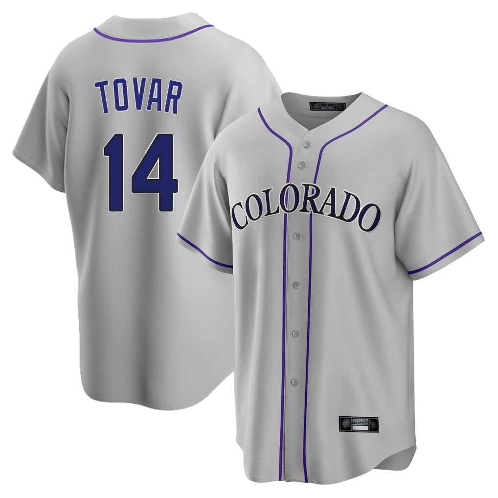 Blackjersey C.Rockies #14 Ezequiel Tovar Player Gray Game Home Stitched Jerseys