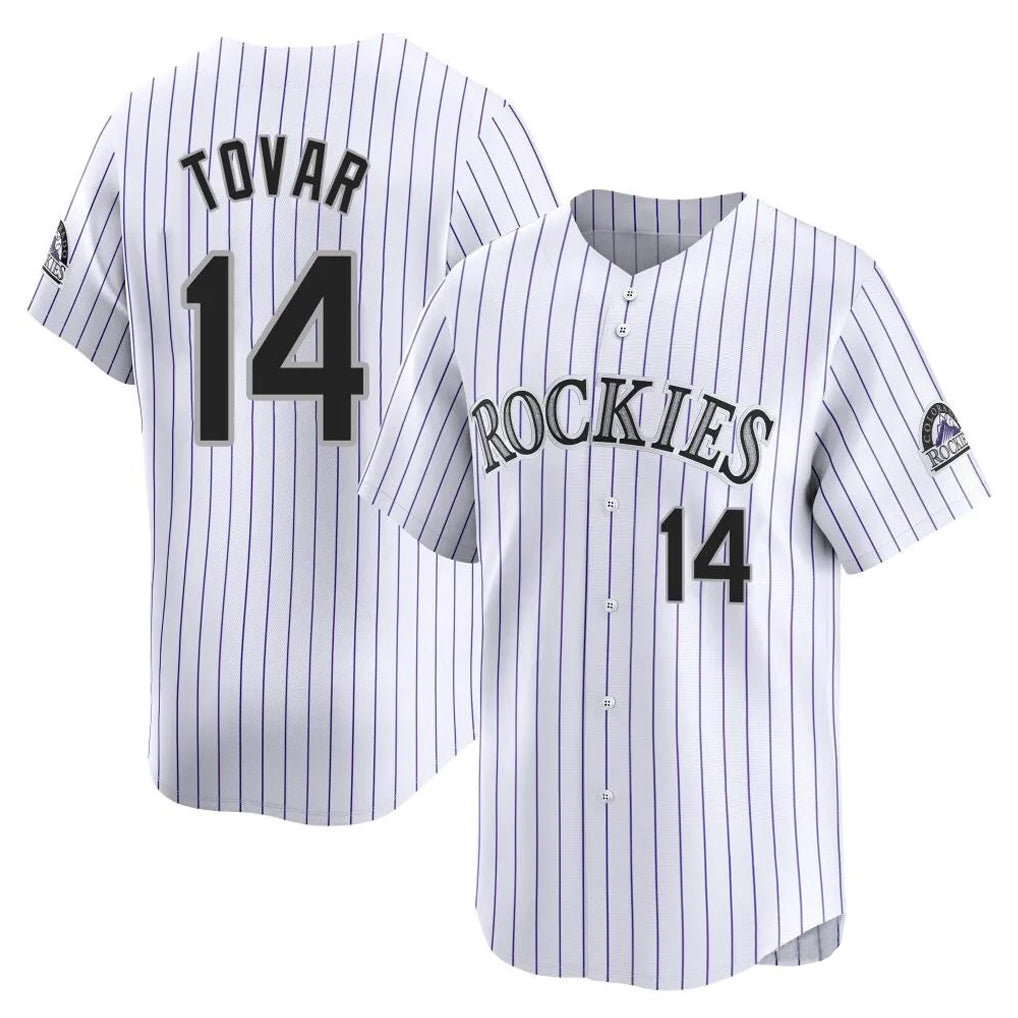 Blackjersey C.Rockies #14 Ezequiel Tovar Player White Limited Home Stitched Jerseys