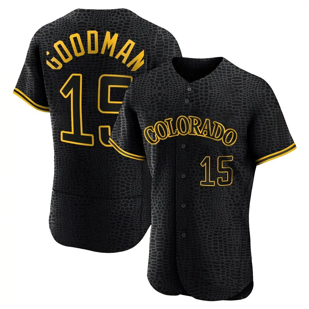 Blackjersey C.Rockies #15 Hunter Goodman Player Black Snake Skin City Limited Elite Home Stitched Jerseys