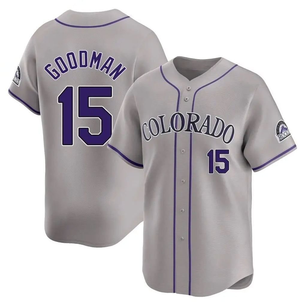 Blackjersey C.Rockies #15 Hunter Goodman Player Gray Limited Home Stitched Jerseys