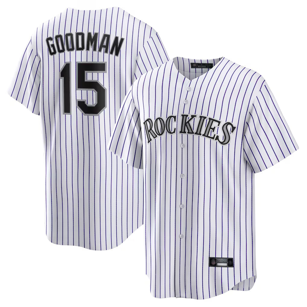 Blackjersey C.Rockies #15 Hunter Goodman Player White Game Home Stitched Jerseys