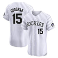 Blackjersey C.Rockies #15 Hunter Goodman Player White Limited Elite Home Stitched Jerseys