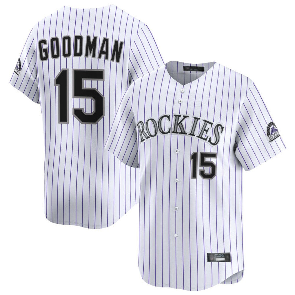 Blackjersey C.Rockies #15 Hunter Goodman Player White Limited Home Stitched Jerseys
