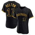 Blackjersey C.Rockies #17 Todd Helton Player Black Snake Skin City Limited Elite Home Stitched Jerseys