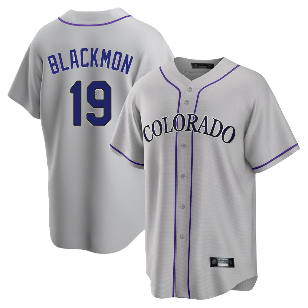 Blackjersey C.Rockies #19 Charlie Blackmon Player Gray Game Home Stitched Jerseys