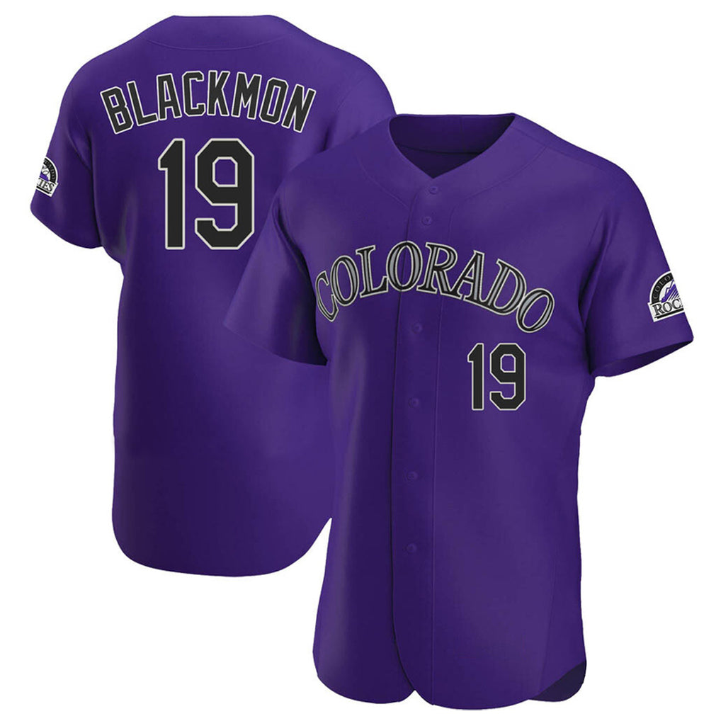Blackjersey C.Rockies #19 Charlie Blackmon Player Purple Limited Elite Home Stitched Jerseys