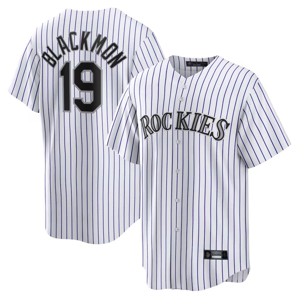 Blackjersey C.Rockies #19 Charlie Blackmon Player White Game Home Stitched Jerseys