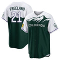 Blackjersey C.Rockies #21 Kyle Freeland Player Green City Connect Home Game Stitched Jerseys