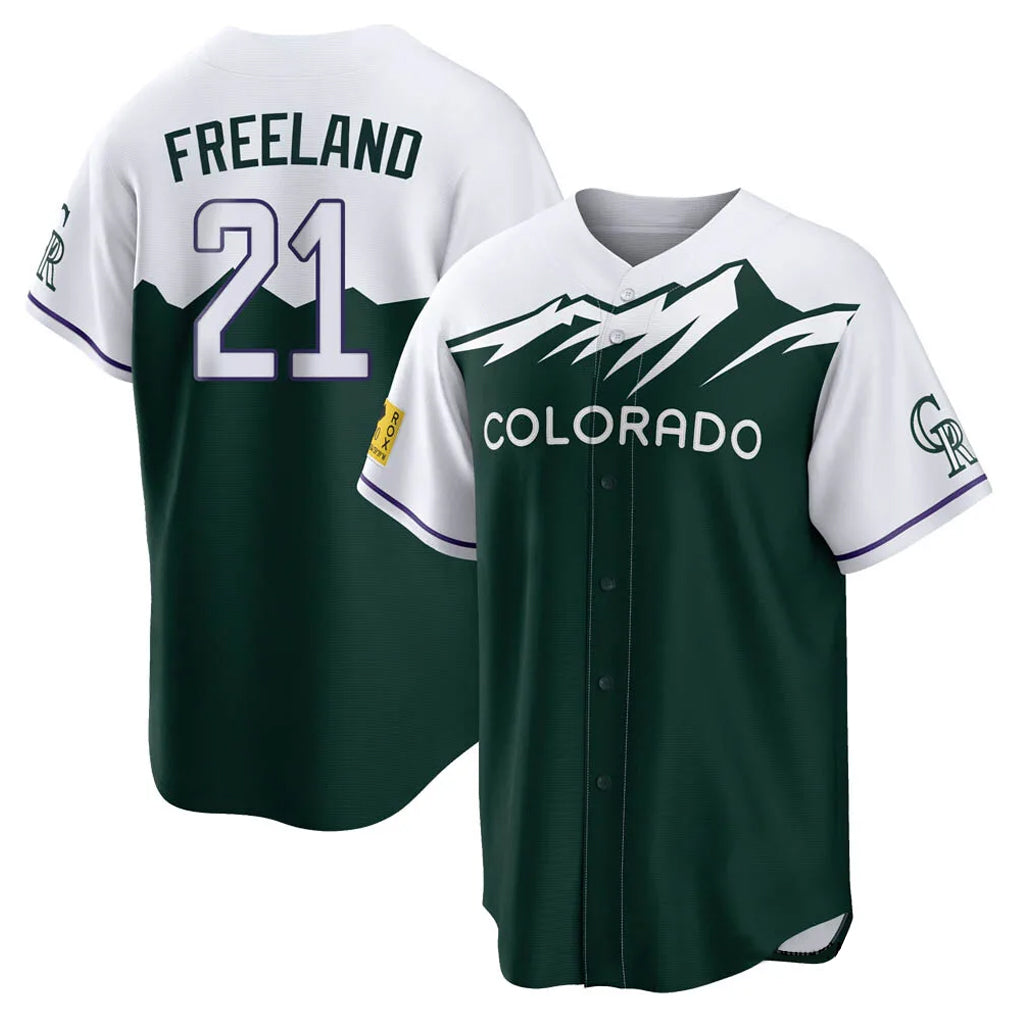Blackjersey C.Rockies #21 Kyle Freeland Player Green City Connect Home Game Stitched Jerseys