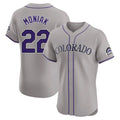 Blackjersey C.Rockies #22 Mickey Moniak Player Gray Limited Elite Home Stitched Jerseys
