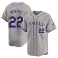 Blackjersey C.Rockies #22 Mickey Moniak Player Gray Limited Home Stitched Jerseys