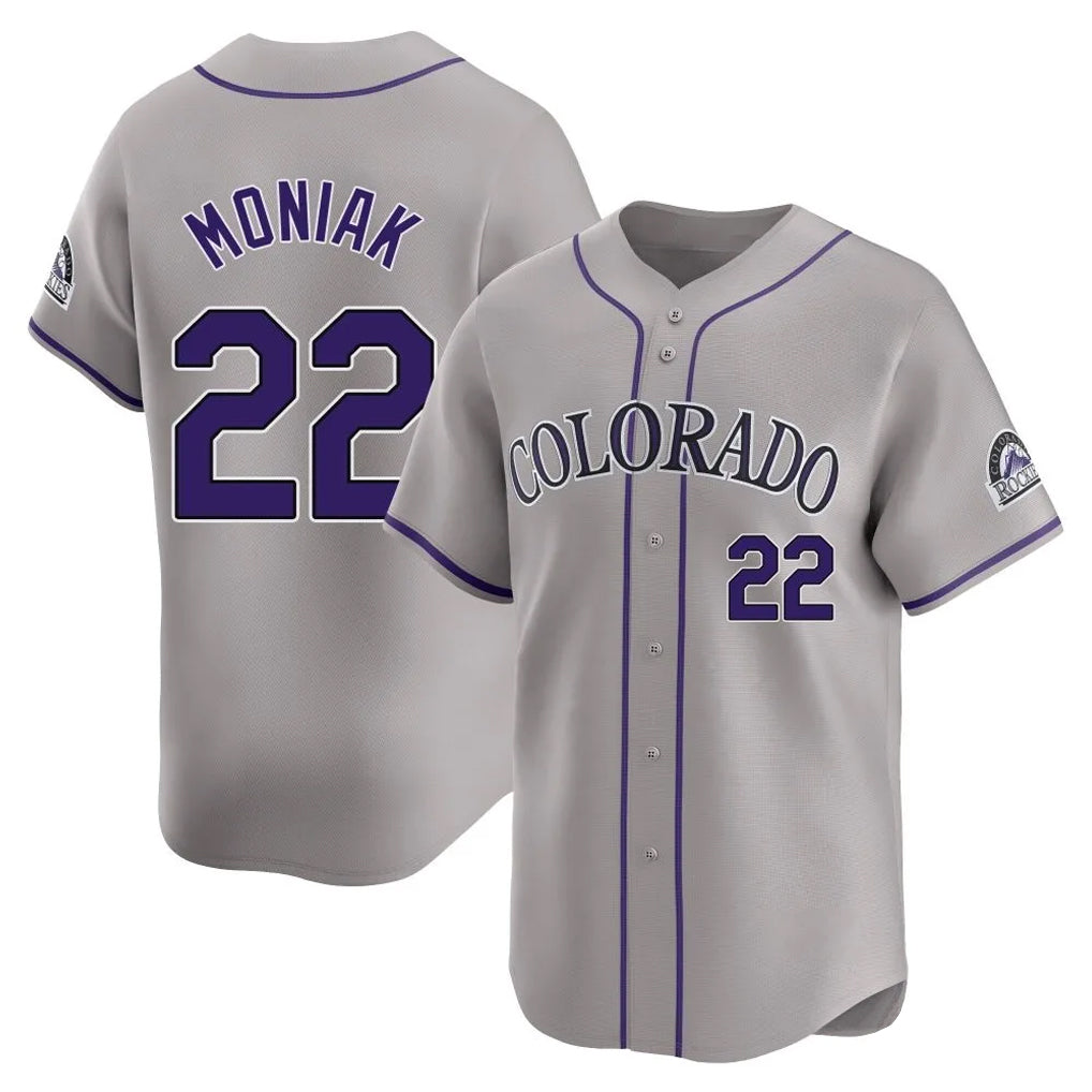 Blackjersey C.Rockies #22 Mickey Moniak Player Gray Limited Home Stitched Jerseys