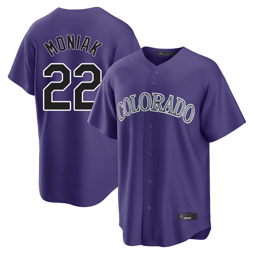 Blackjersey C.Rockies #22 Mickey Moniak Player Purple Game Home Stitched Jerseys