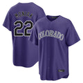 Blackjersey C.Rockies #22 Mickey Moniak Player Purple Game Home Stitched Jerseys