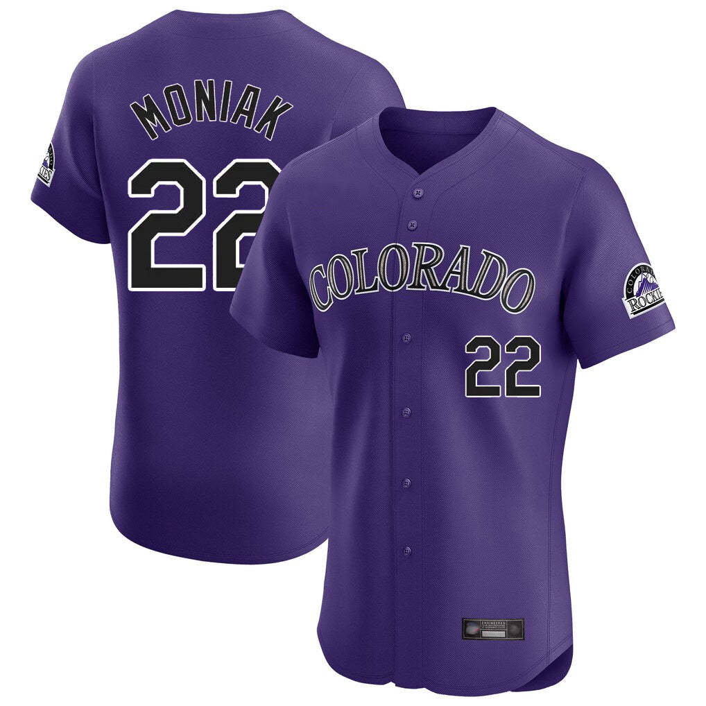 Blackjersey C.Rockies #22 Mickey Moniak Player Purple Limited Elite Home Stitched Jerseys