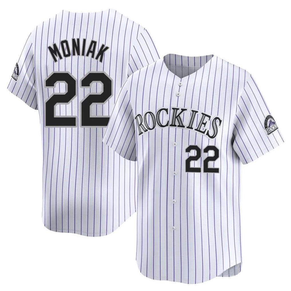 Blackjersey C.Rockies #22 Mickey Moniak Player White Limited Home Stitched Jerseys