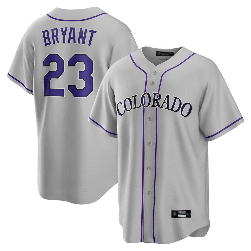 Blackjersey C.Rockies #23 Kris Bryant Player Gray Game Home Stitched Jerseys