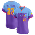 Blackjersey C.Rockies #23 Kris Bryant Player Purple-Light Blue City Connect Limited Elite Home T-shirt Stitched Jerseys