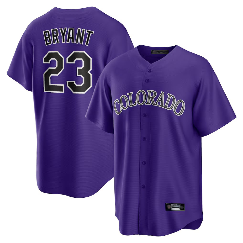 Blackjersey C.Rockies #23 Kris Bryant Player Purple Game Home Stitched Jerseys
