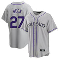 Blackjersey C.Rockies #27 Jordan Beck Player Gray Game Home Stitched Jerseys