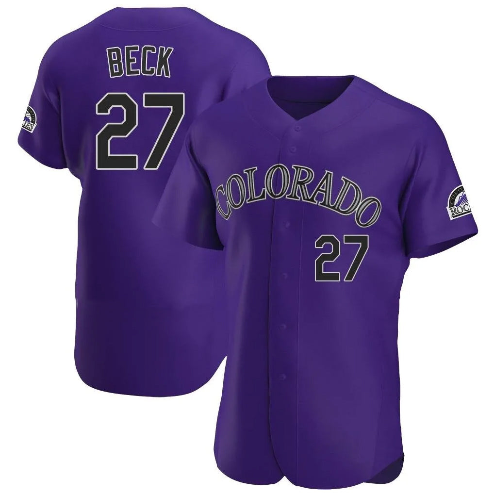 Blackjersey C.Rockies #27 Jordan Beck Player Purple Limited Elite Home Stitched Jerseys