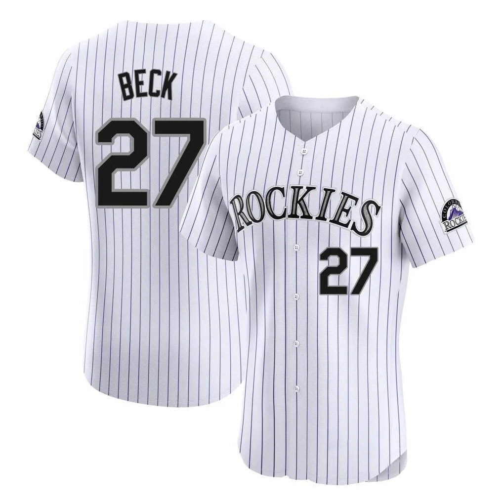 Blackjersey C.Rockies #27 Jordan Beck Player White Limited Elite Home Stitched Jerseys