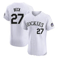 Blackjersey C.Rockies #27 Jordan Beck Player White Limited Elite Home Stitched Jerseys