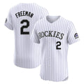 Blackjersey C.Rockies #2 Tyler Freeman Player White Limited Elite Home Stitched Jerseys