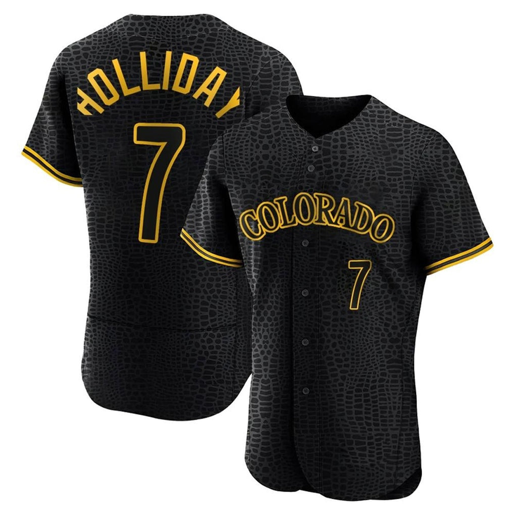 Blackjersey C.Rockies #7 Matt Holliday Player Black Snake Skin City Limited Elite Home Stitched Jerseys