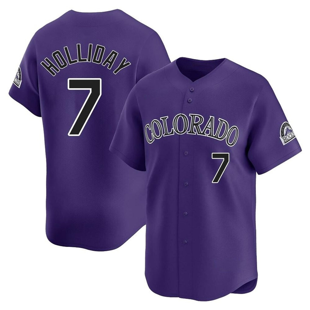 Blackjersey C.Rockies #7 Matt Holliday Player Purple Limited Home Stitched Jerseys