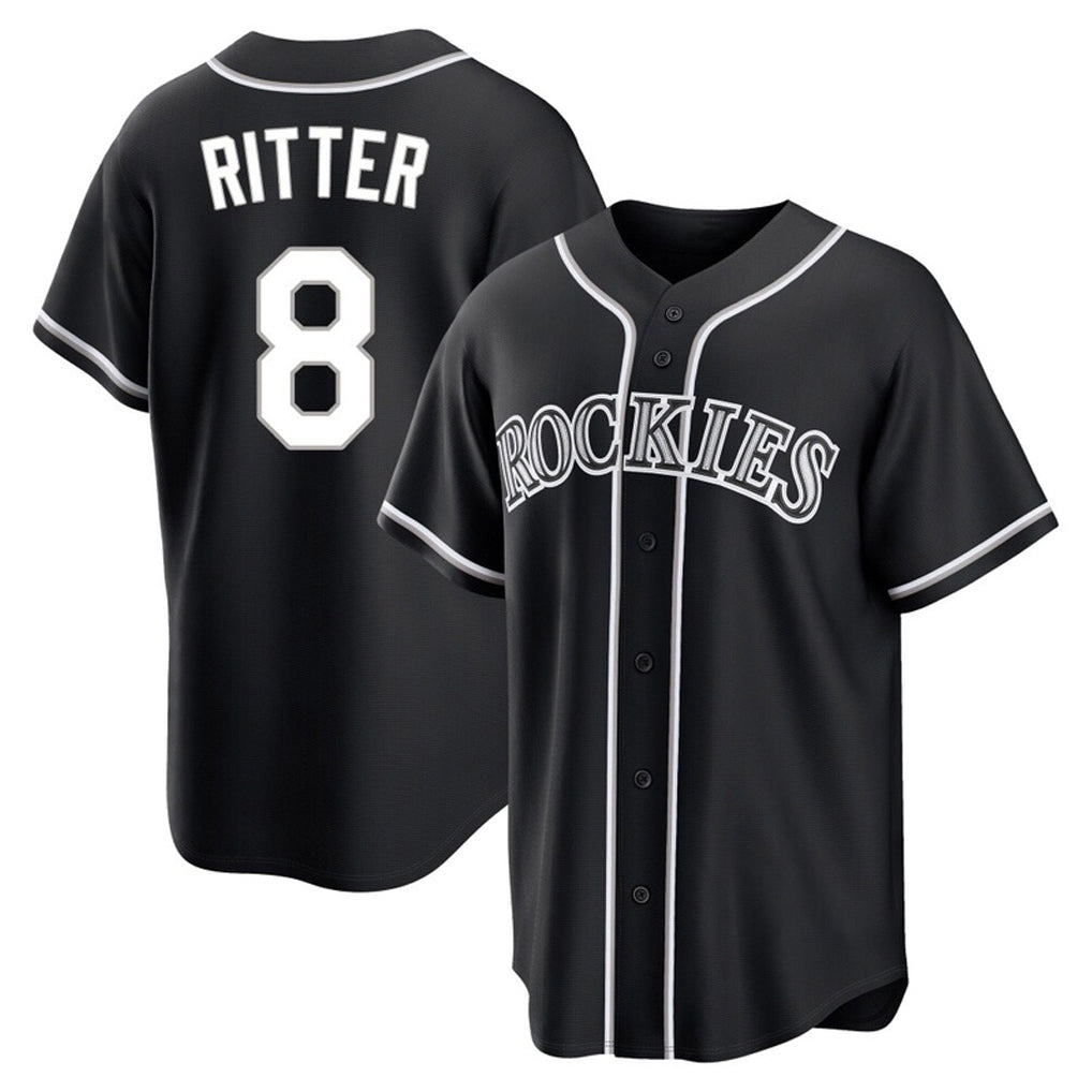 Blackjersey C.Rockies #8 Ryan Ritter Player Black Fashion Out Home Game Stitched Jerseys