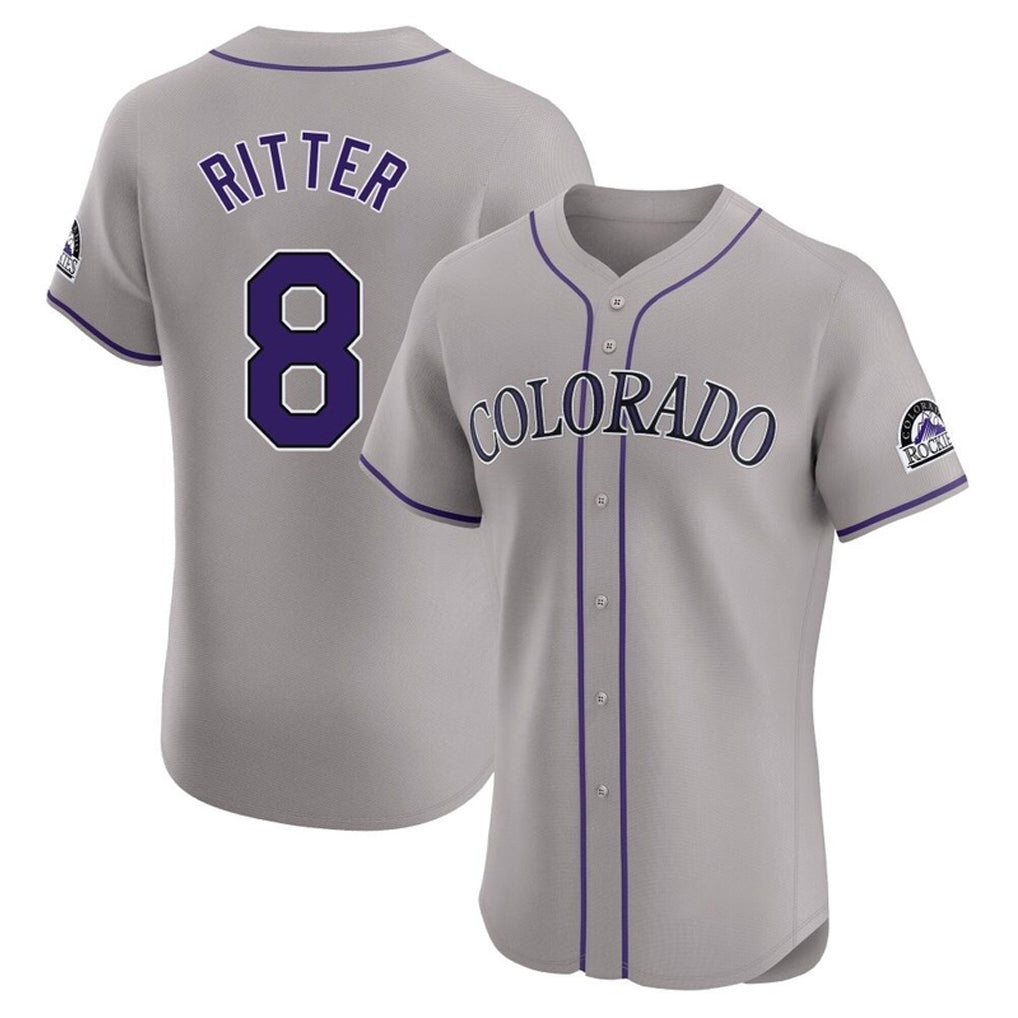 Blackjersey C.Rockies #8 Ryan Ritter Player Gray Limited Elite Home Stitched Jerseys