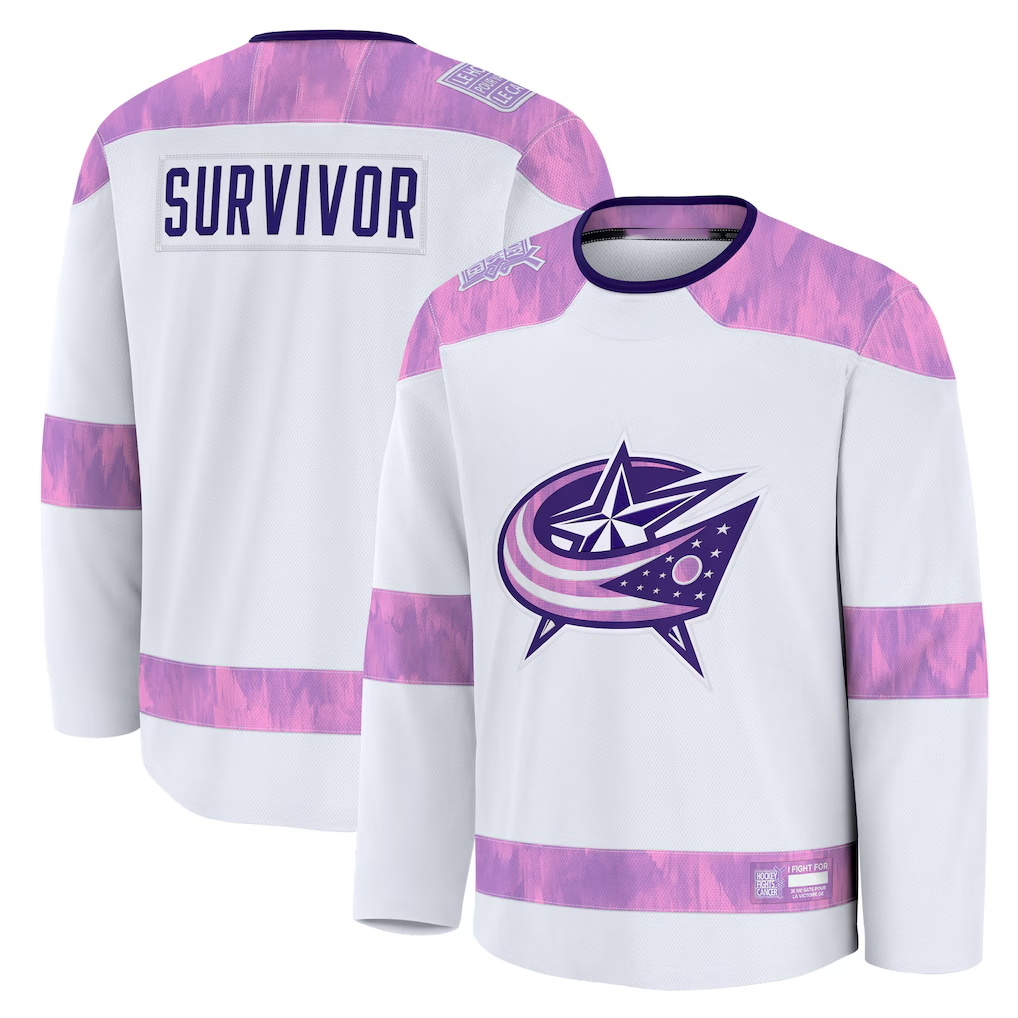 Blackjersey CB.Jackets White Hockey Fights Cancer Survivor Practice Jersey