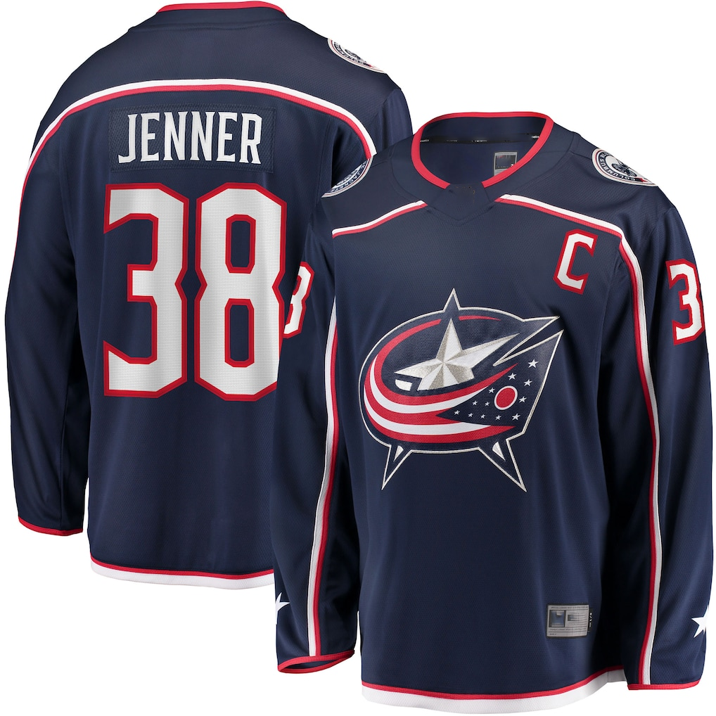 Blackjersey CB.Jackets #38 Boone Jenner Navy Home Captain Patch Breakaway Player Jersey