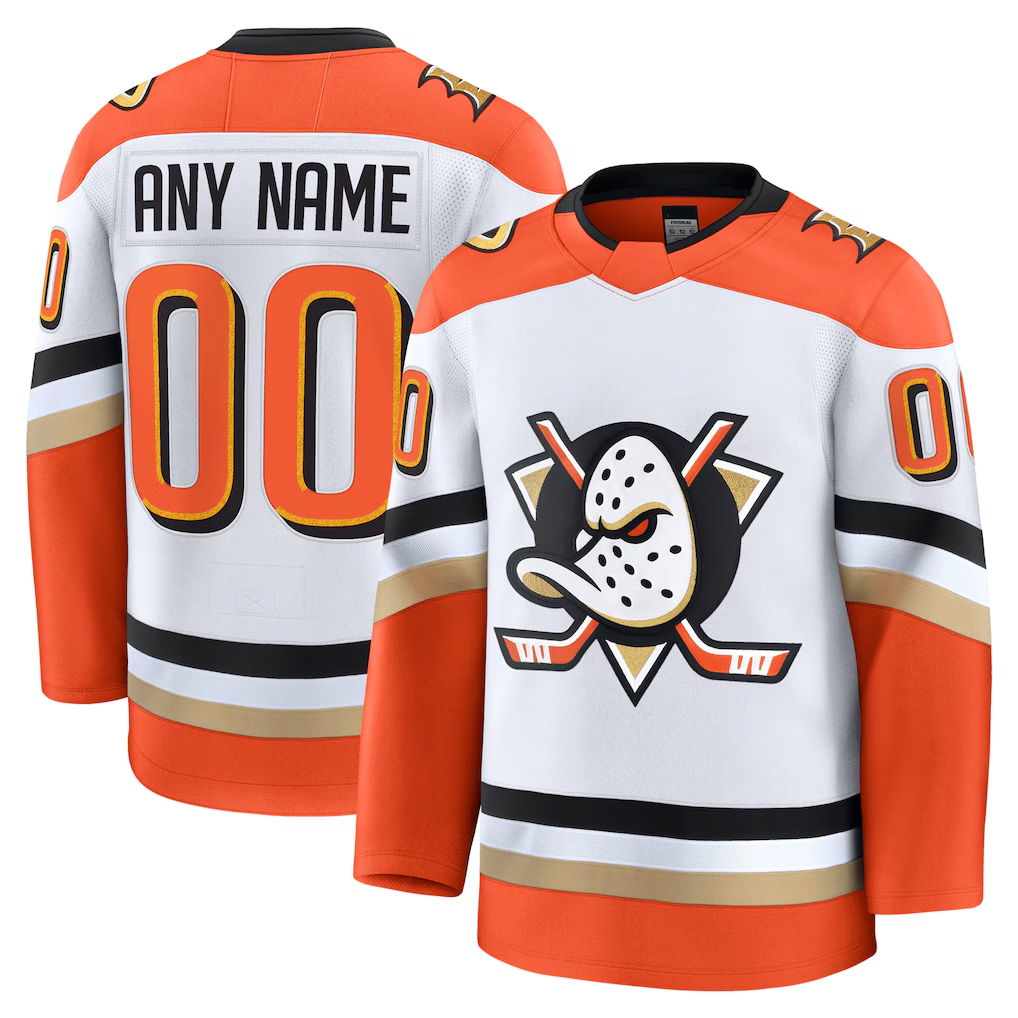 Blackjersey Custom A.Ducks White Away Premium Jerseys