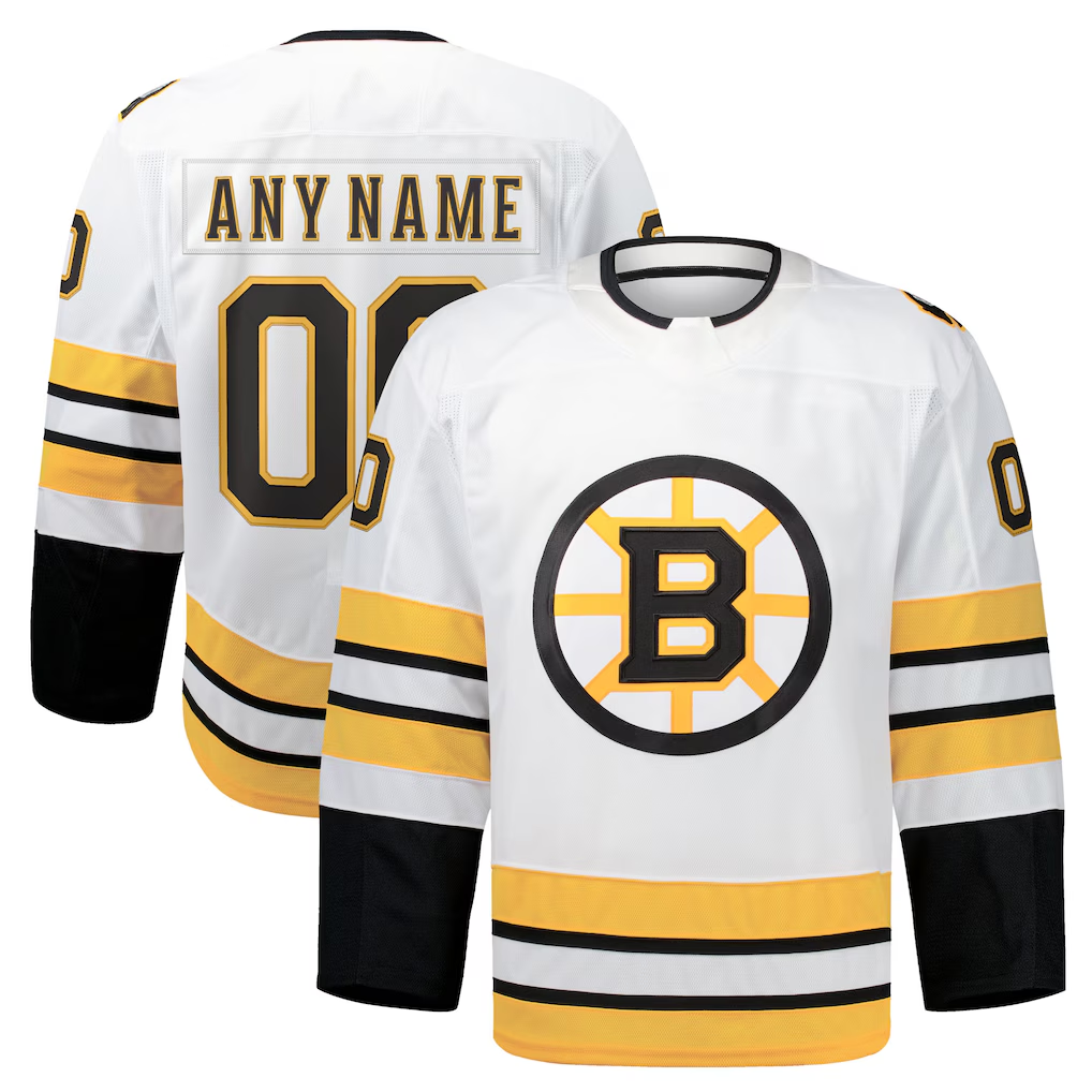 Blackjersey Custom B.Bruins White Away Authentic Pro Stitched Jerseys