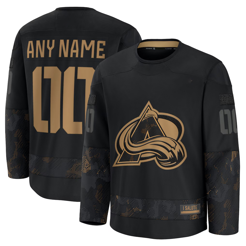 Blackjersey Custom C.Avalanche Black 2024 Military Appreciation Practice Jerseys