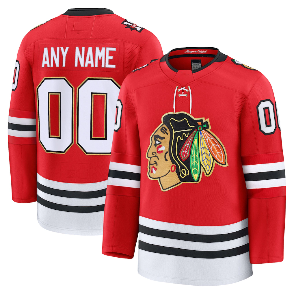 Blackjersey Custom C.Blackhawks Red Centennial Premium Jerseys