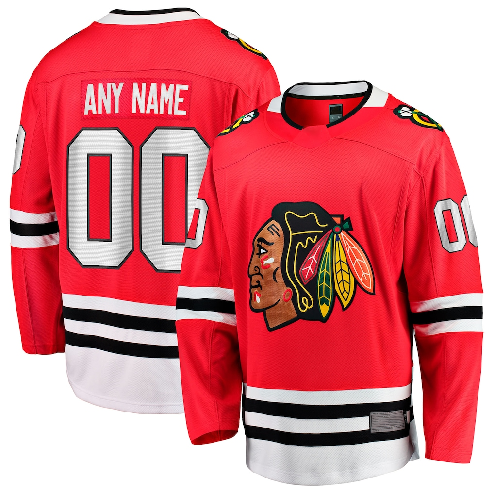 Blackjersey Custom C.Blackhawks Red Home Breakaway Jerseys
