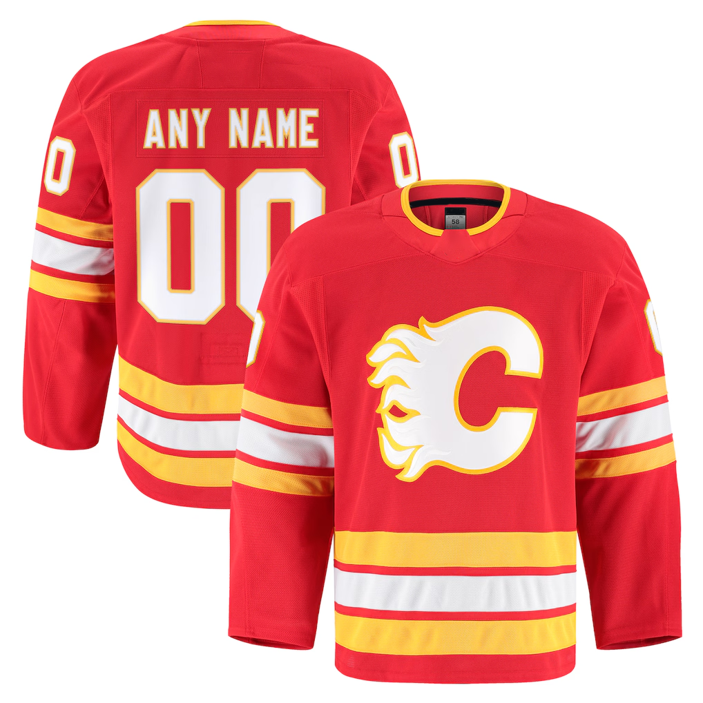Blackjersey Custom C.Flames Red Home Authentic Pro Jerseys
