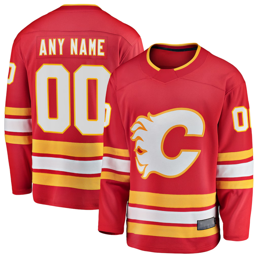 Blackjersey Custom C.Flames Red Home Breakaway Jerseys