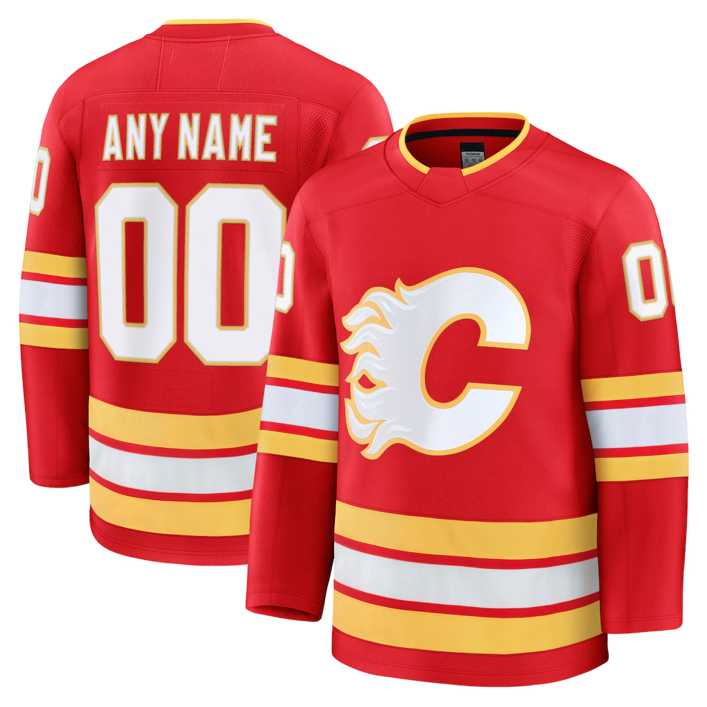 Blackjersey Custom C.Flames Red Home Premium Jerseys
