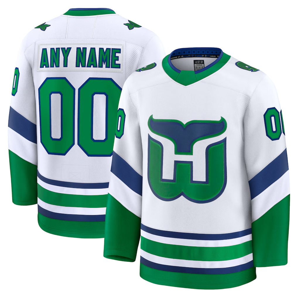 Blackjersey Custom C.Hurricanes White Throwback Premium Stitched Jerseys