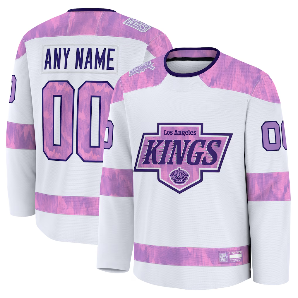 Blackjersey Custom LA.Kings White 2024 Hockey Fights Cancer Practice Jerseys