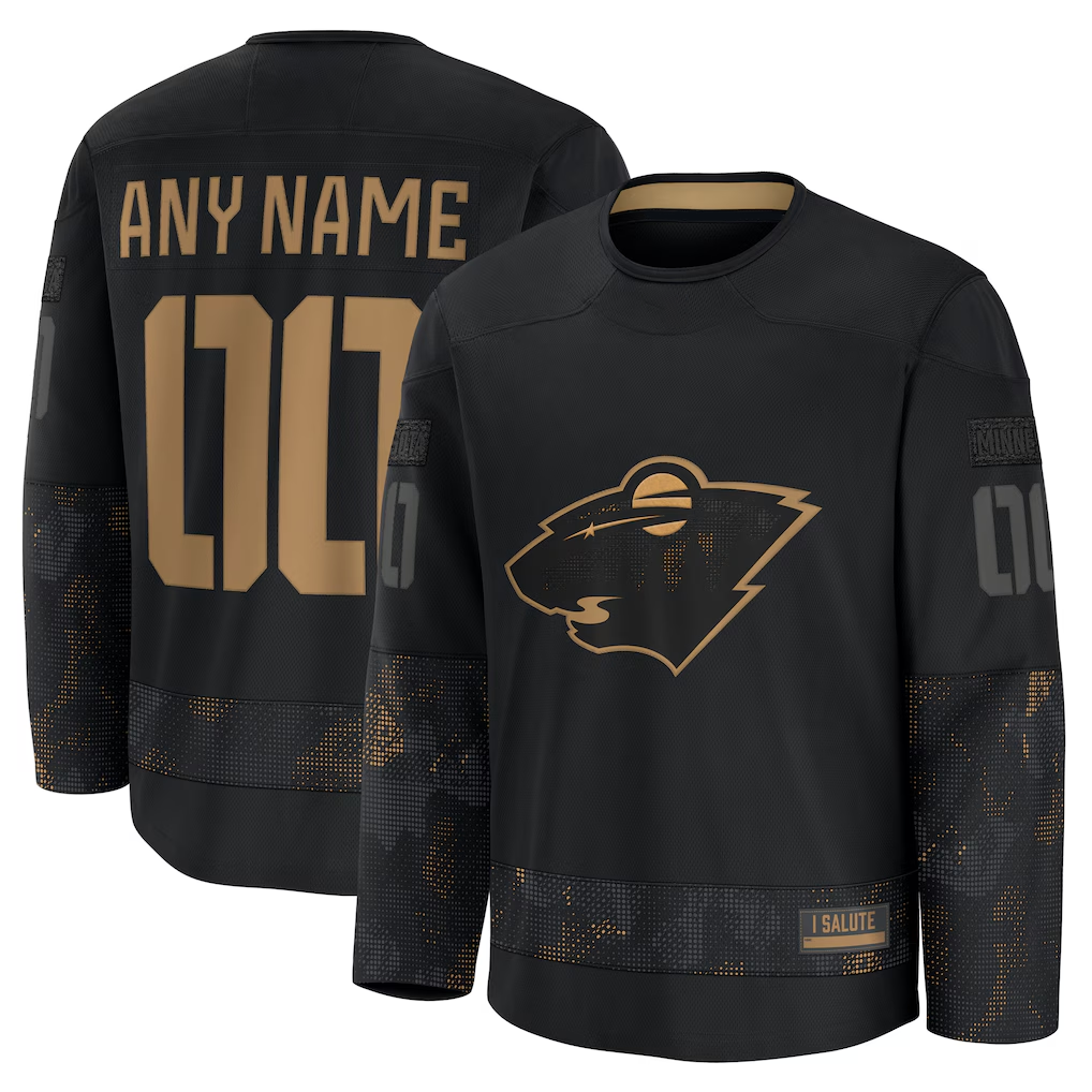 Blackjersey Custom M.Wild Black 2024 Military Appreciation Practice Jerseys